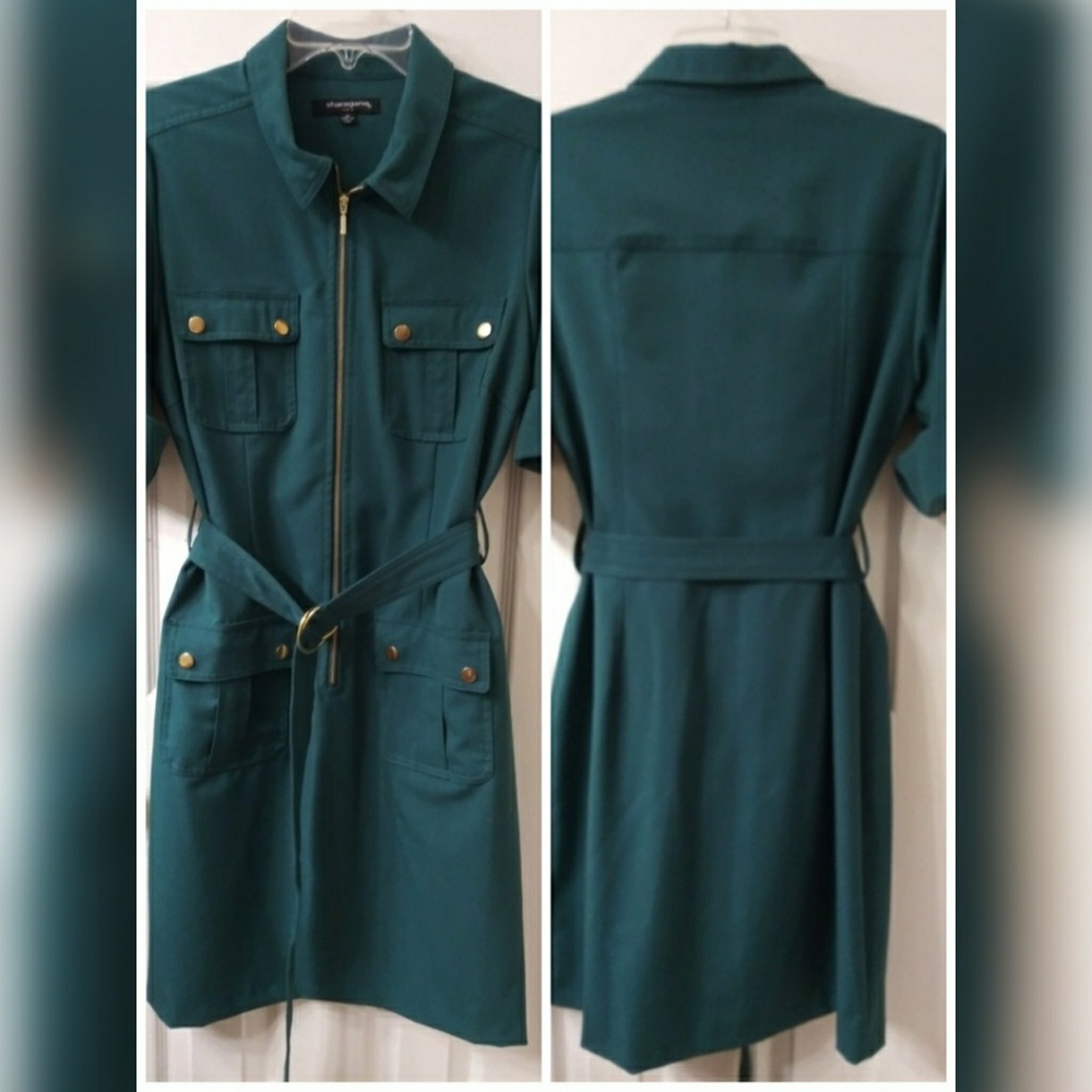 Cargo-Pocket Belted Shirt Dress